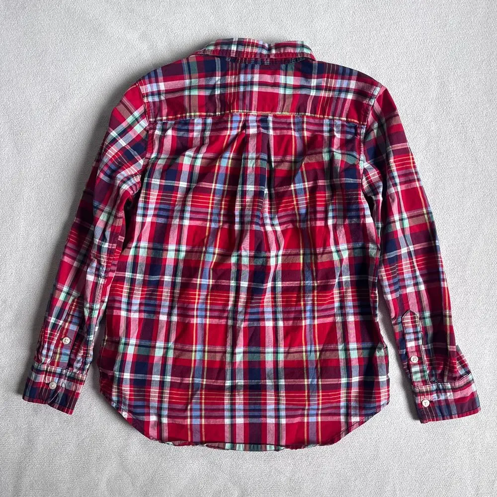 Ralph Lauren Button Down Shirt Size Boy's 7 Red Festive Holiday